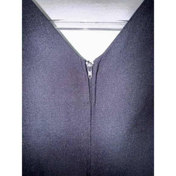 Black & Yellow Striped Vintage Dress With V-Neck & Short Sleeves Medium Eighties - Picture 5 of 6